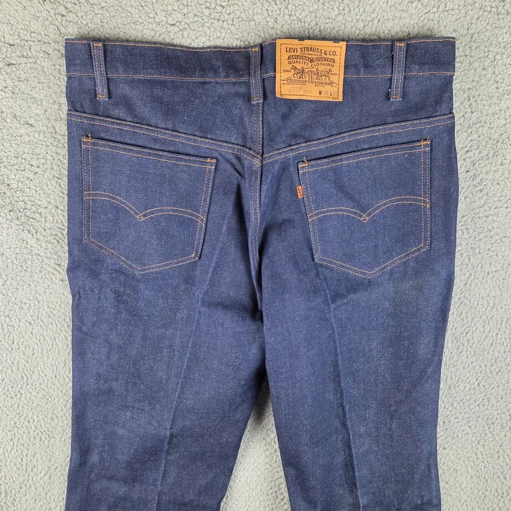 Vintage Levis 517 Jeans Mens 38x34 (37x33) Blue Orange Tab Bootcut‎ USA 80s
